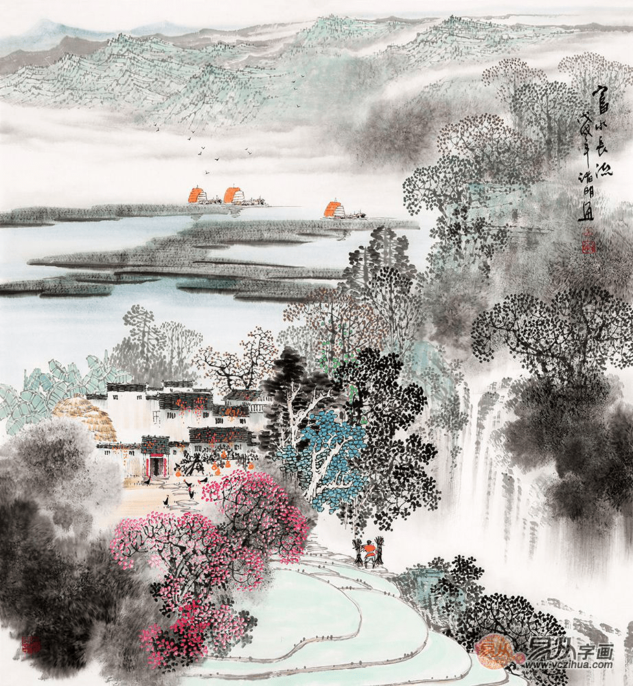 小格调 小氛围 简约而不简单的斗方山水画_刘燕姣