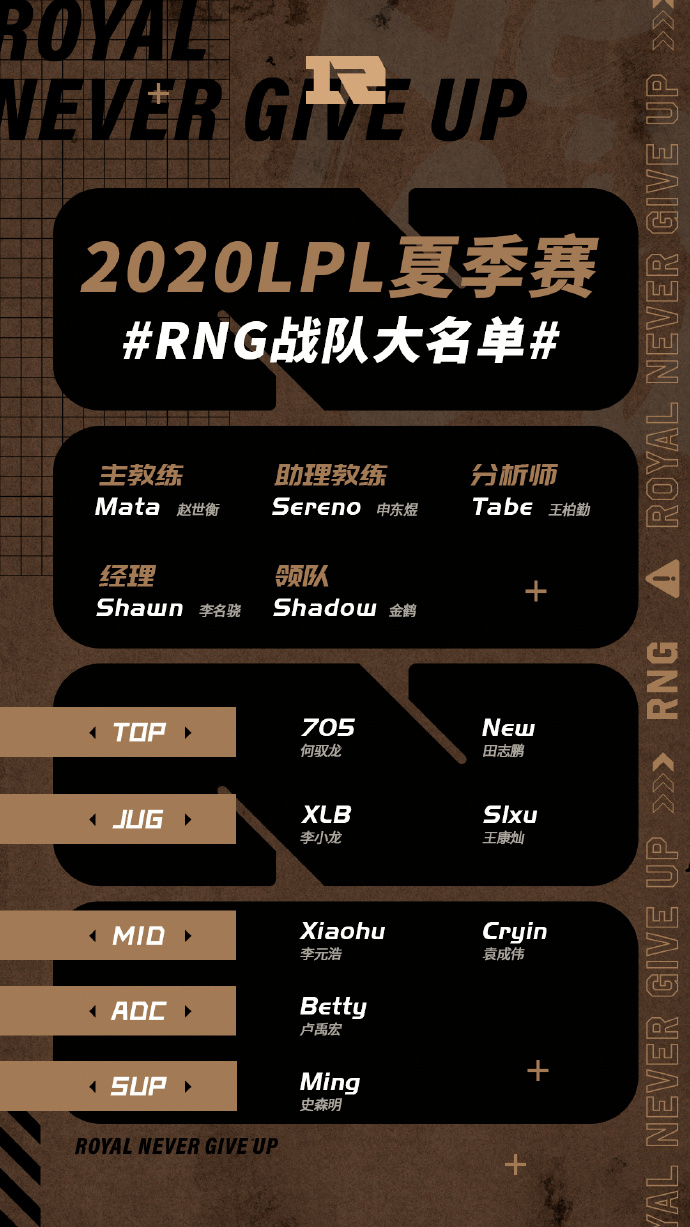 黑白直播：RNG夏季赛名单公布UZI不在列
