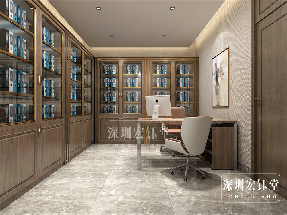 郑州中式装修办公室案例 华融地产轻奢风新中式办公室装修