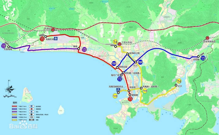 三亚规划4条轨道交通,总长60公里,首通段已于2019年1月开通