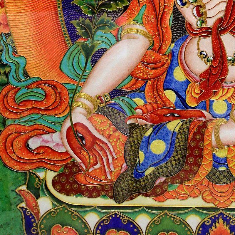 张同禄|张同禄景泰蓝掐丝珐琅画《白度母》