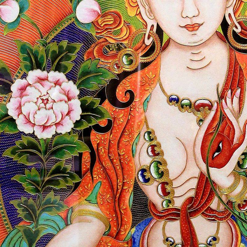 张同禄|张同禄景泰蓝掐丝珐琅画《白度母》