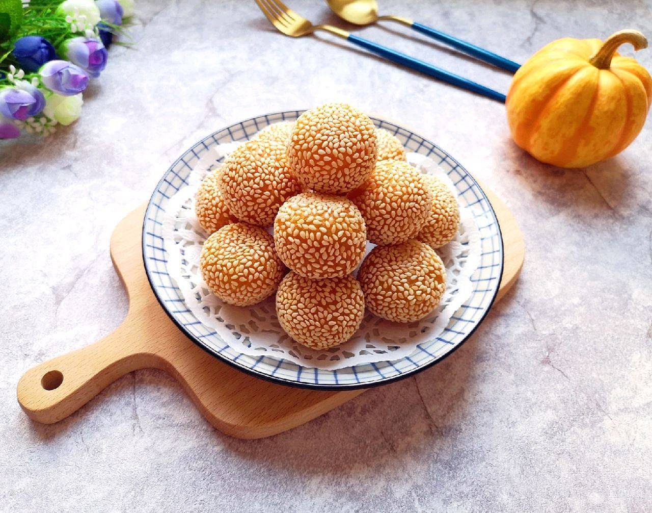 南瓜芝麻球#人人能开小吃店