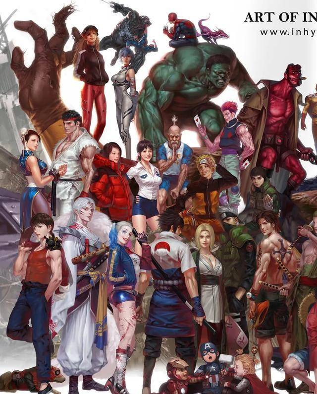 插画作品 inhyuk lee的大部分个人作品都是漫画同人题材.