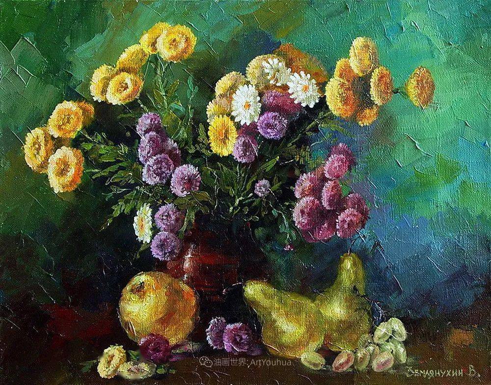 俄罗斯画家de油画与水粉的交融,不一样的花卉!