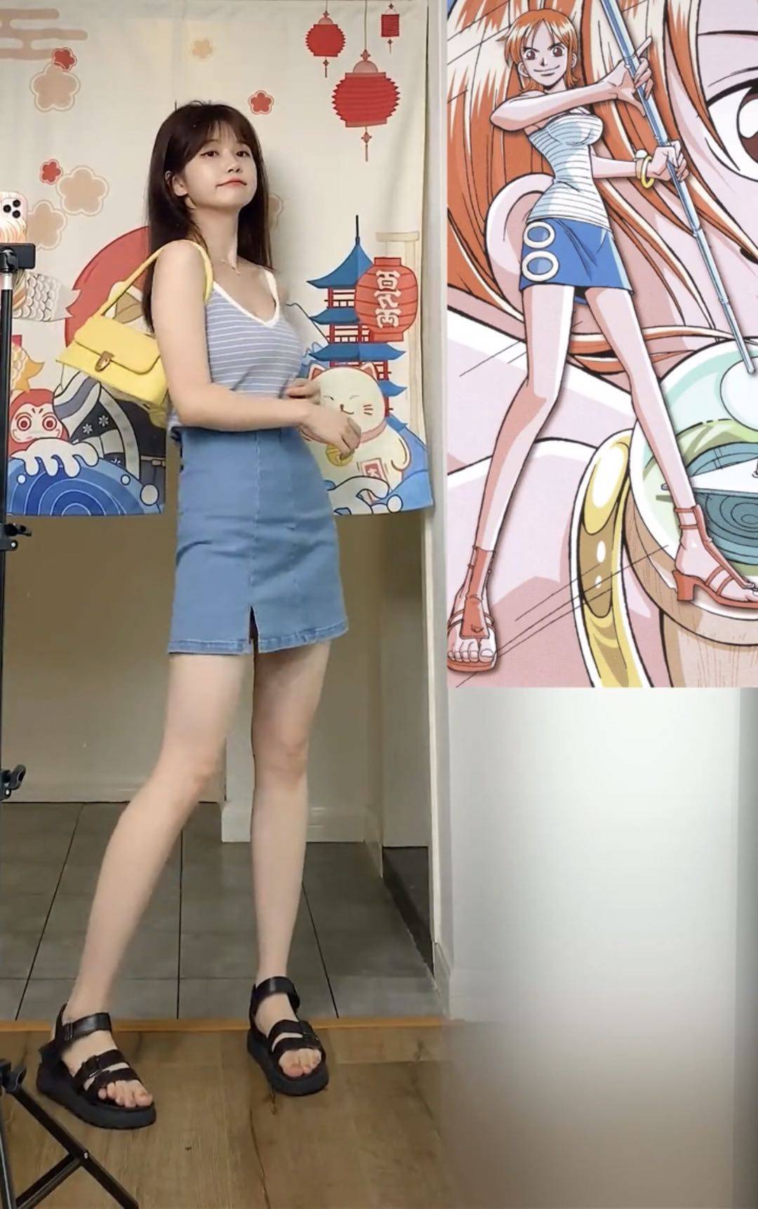 娜美|海贼王：小姐姐模仿三位美女穿衣风格，想看她模仿两年后的娜美