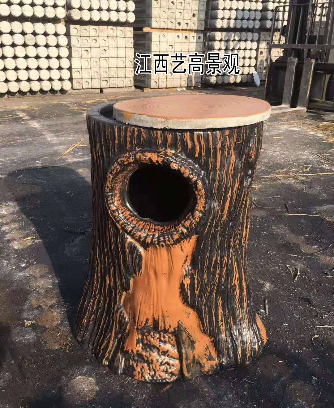 生态仿树皮单垃圾桶