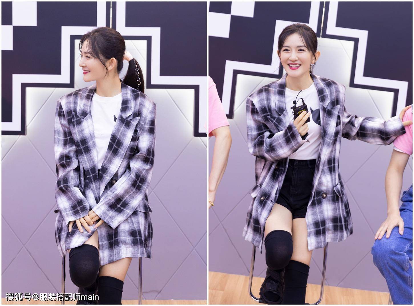 荧光|谢娜度假真会穿，荧光绿T恤配半身裙秀小蛮腰，戴满头发卡显俏皮