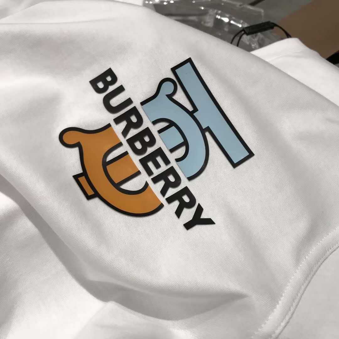 burberry2020新款短袖经典tb皮标logo点缀,采用今年最火的雾霾蓝对比