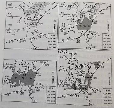 洞庭湖演变示意图