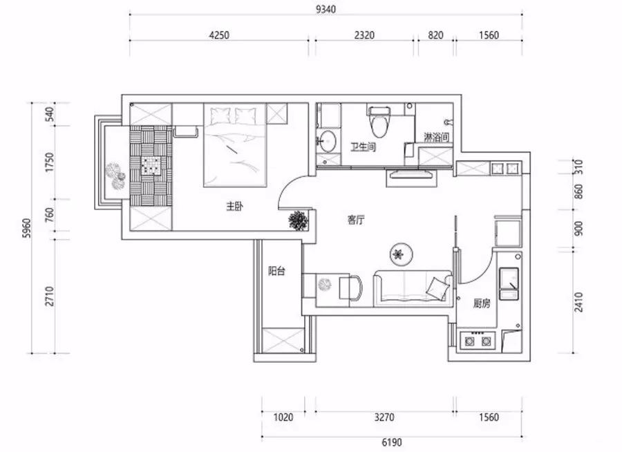 52平的原木风小户型,卧室还做了个飘窗地台,一点都不显拥挤!