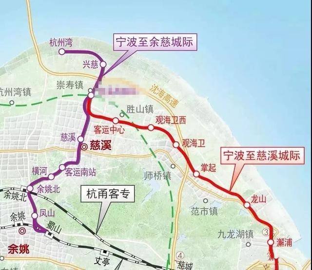 向北延伸37公里至杭州湾新区,这条铁路也将与宁波至慈溪城际交汇