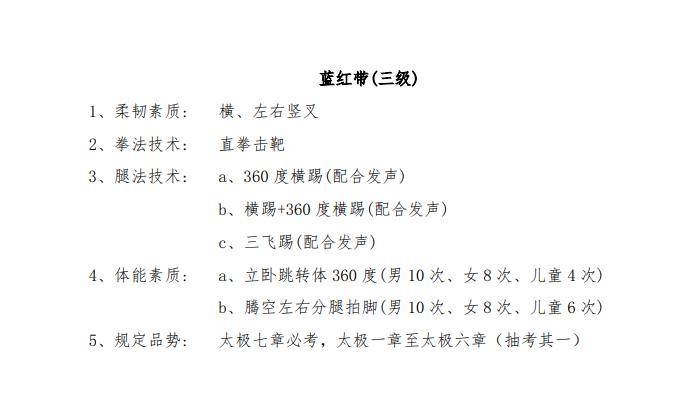 对跆拳道考级内容不了解,那就看看中跆协对级位考试的标准