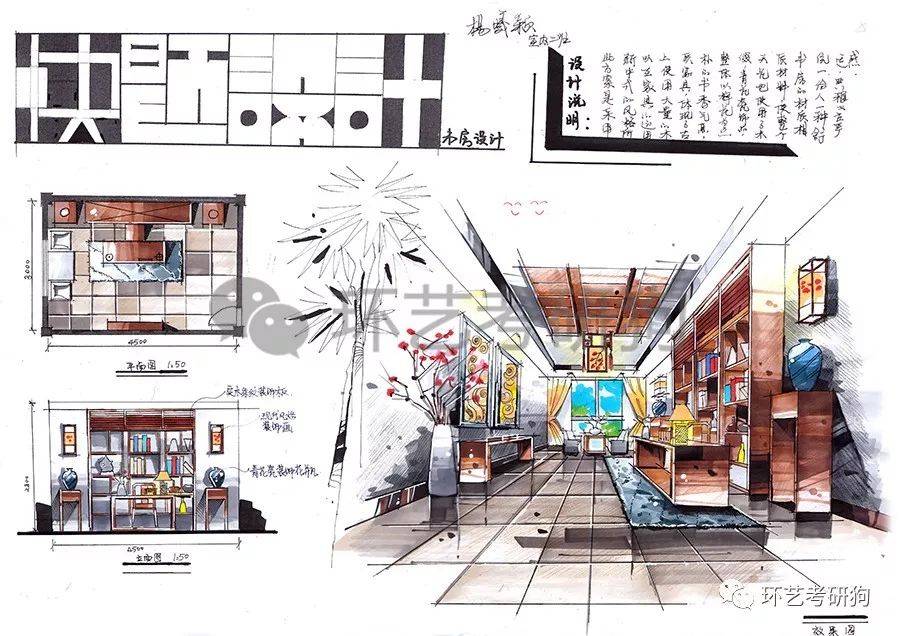 室内快题丨阅读空间书店书吧书房专题作品集锦环艺考研狗