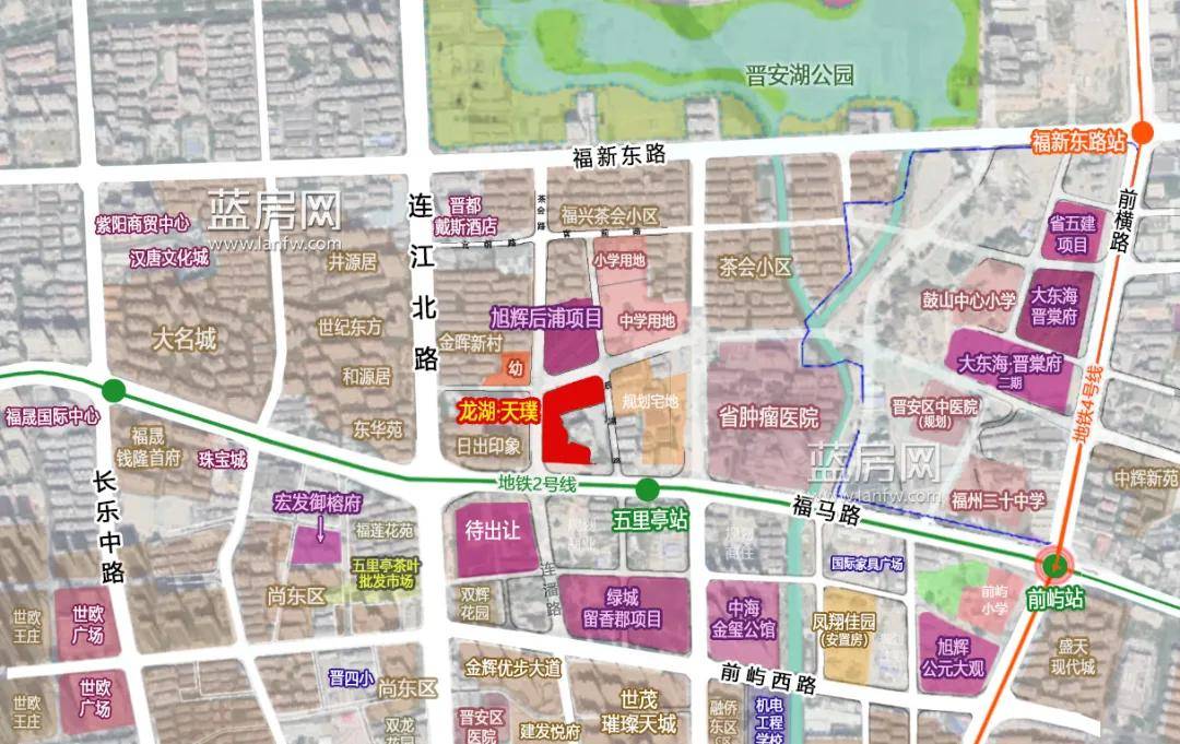 福州晋安区五里亭地铁口,临近东二环,世欧王庄商圈,毗邻晋安湖公园(在