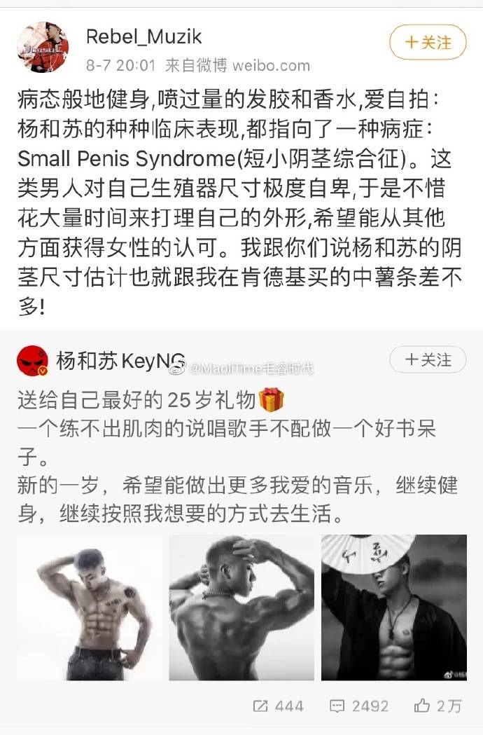 歌手楊和蘇曬肌肉照，卻被網友噴：肌肉這麼大，那裡肯定很小！ 健身減肥達人 第6张