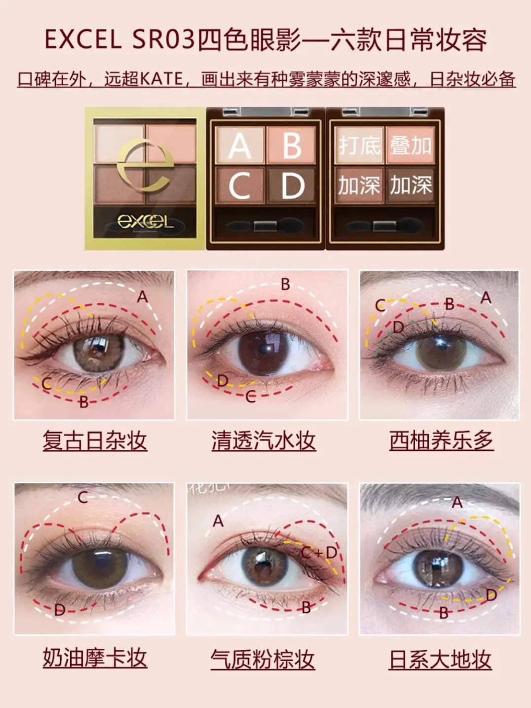 眼影万能公式法!肿眼泡必备色盘!