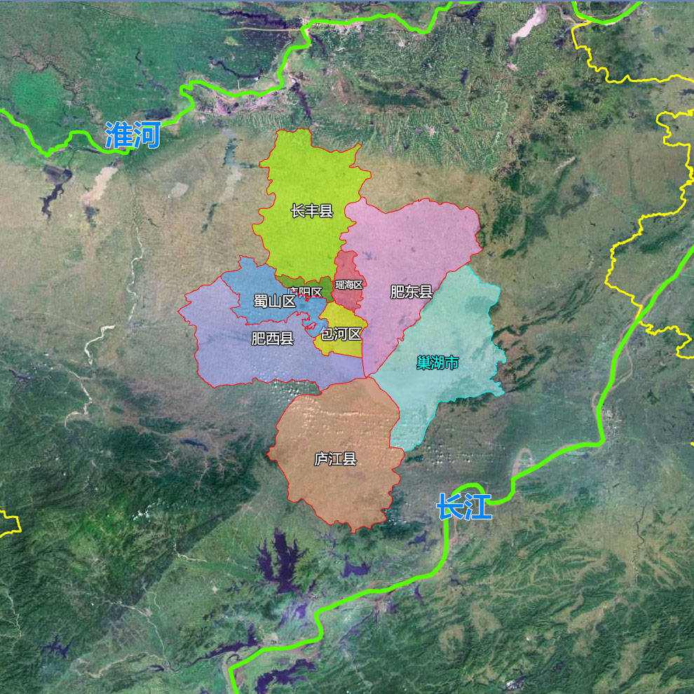 11张地形图,快速了解安徽省合肥各市辖区县市