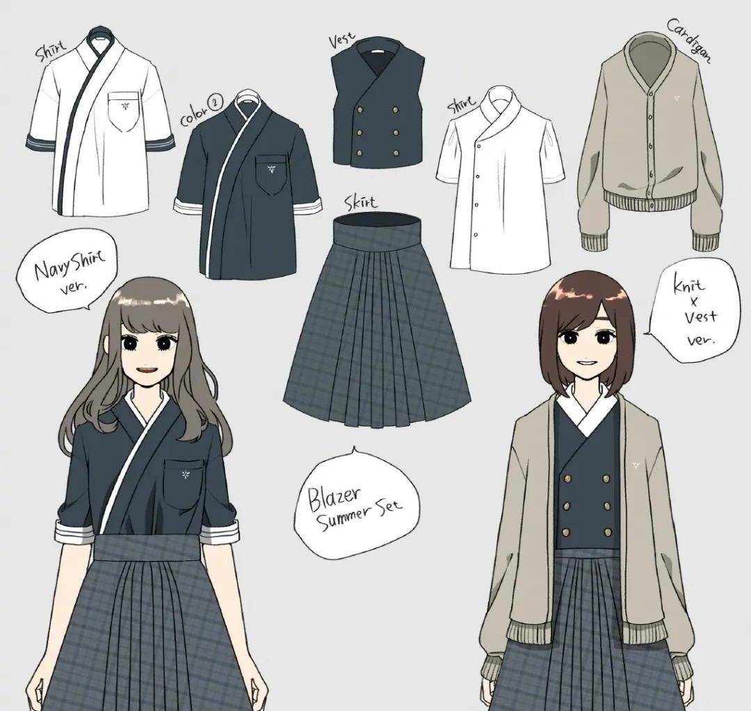 【cg原画插画教程】日系动漫头像女孩喜欢的jk制服手绘素材