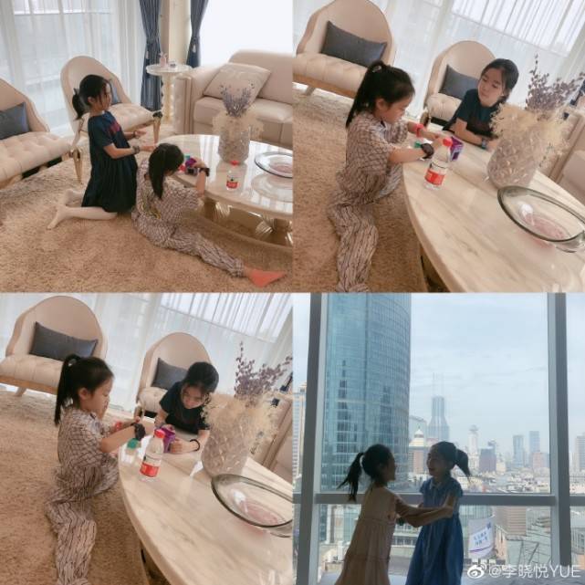 李小璐晒女儿近照，甜馨长发披肩，手叉腰秀大