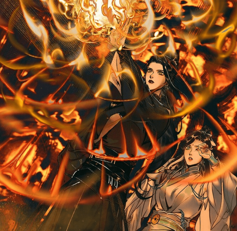 在《天官赐福》漫画中,贺玄发现门板后面不对劲,想