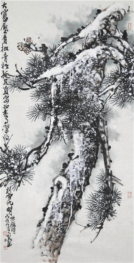 《雪松》138×69cm《兰生幽谷》138×69cm《和风时雨弄清辉》200