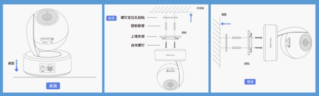 无线云台摄像机安装时选择桌面吊顶还是壁挂
