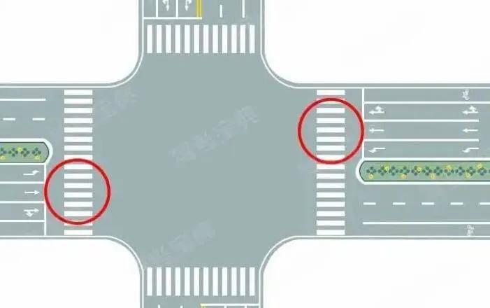 这两图都是路口导向线↑ 天下人人皆知的人行横道线
