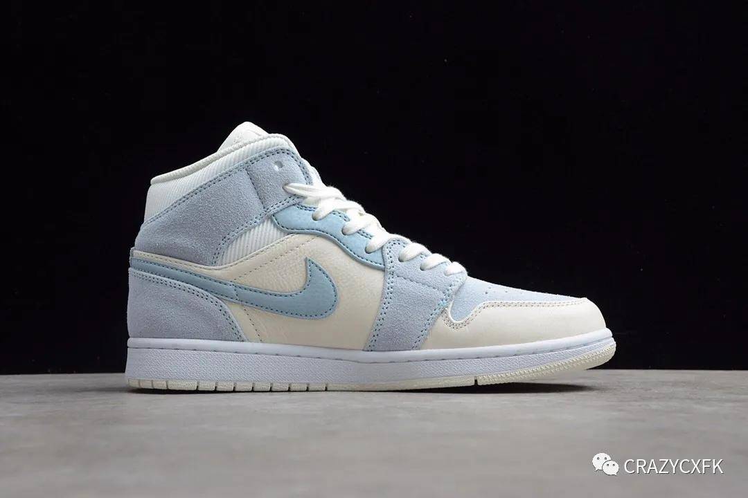 乔丹air jordan 1 mid aj1 小巴黎 灯芯蓝拼接运动鞋 da4666-100_手机