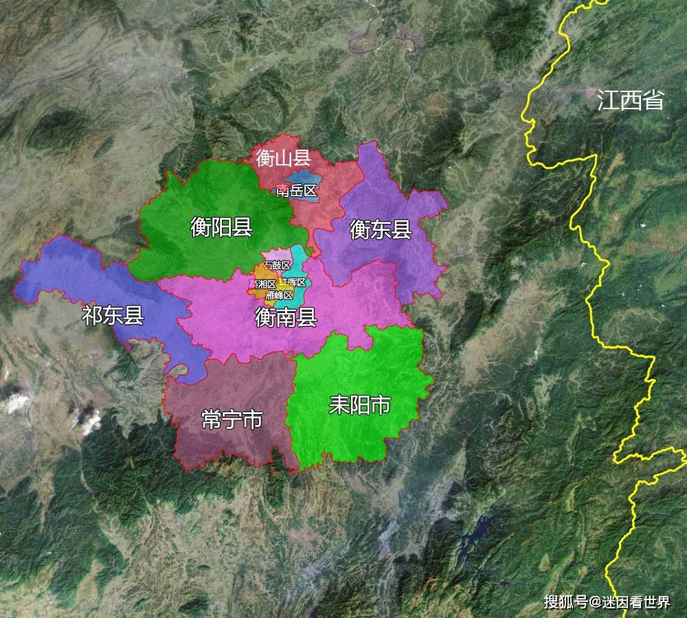 14张地形图快速了解湖南省衡阳市的12个市辖区县市