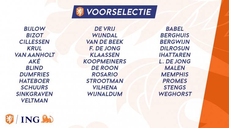 荷兰大名单：范迪克德里赫特缺席 德佩德