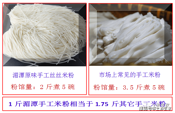 湄潭手工米粉·原味丝丝粉与其他米粉的成色及份量对比