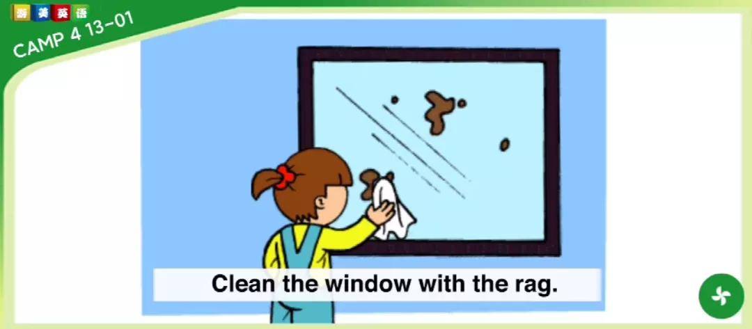 clean the window with the rag.