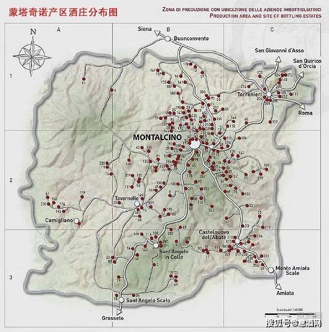 同时,蒙塔奇诺产区内遍布的丘陵走向各不相同,形成了非常多样的微