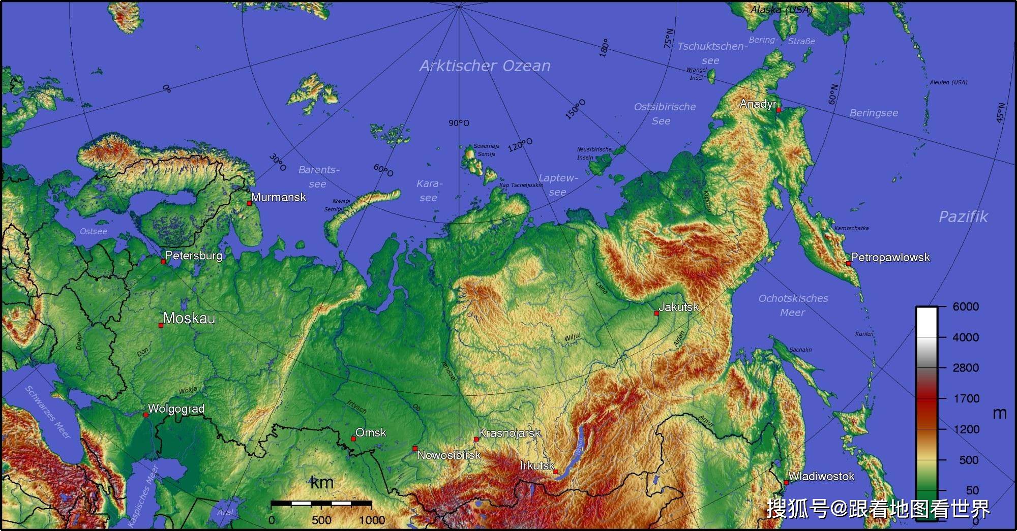 俄罗斯坐拥1709万平方公里领土,当中约3/4位于亚洲(以乌拉尔山脉为界)