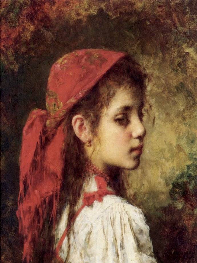 图片[7]-油画艺术——俄罗斯画家油画中的小女孩可真漂亮-魔性次元