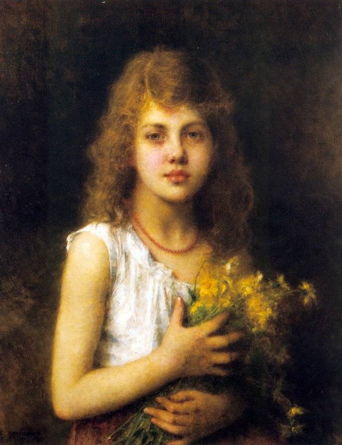 图片[13]-油画艺术——俄罗斯画家油画中的小女孩可真漂亮-魔性次元