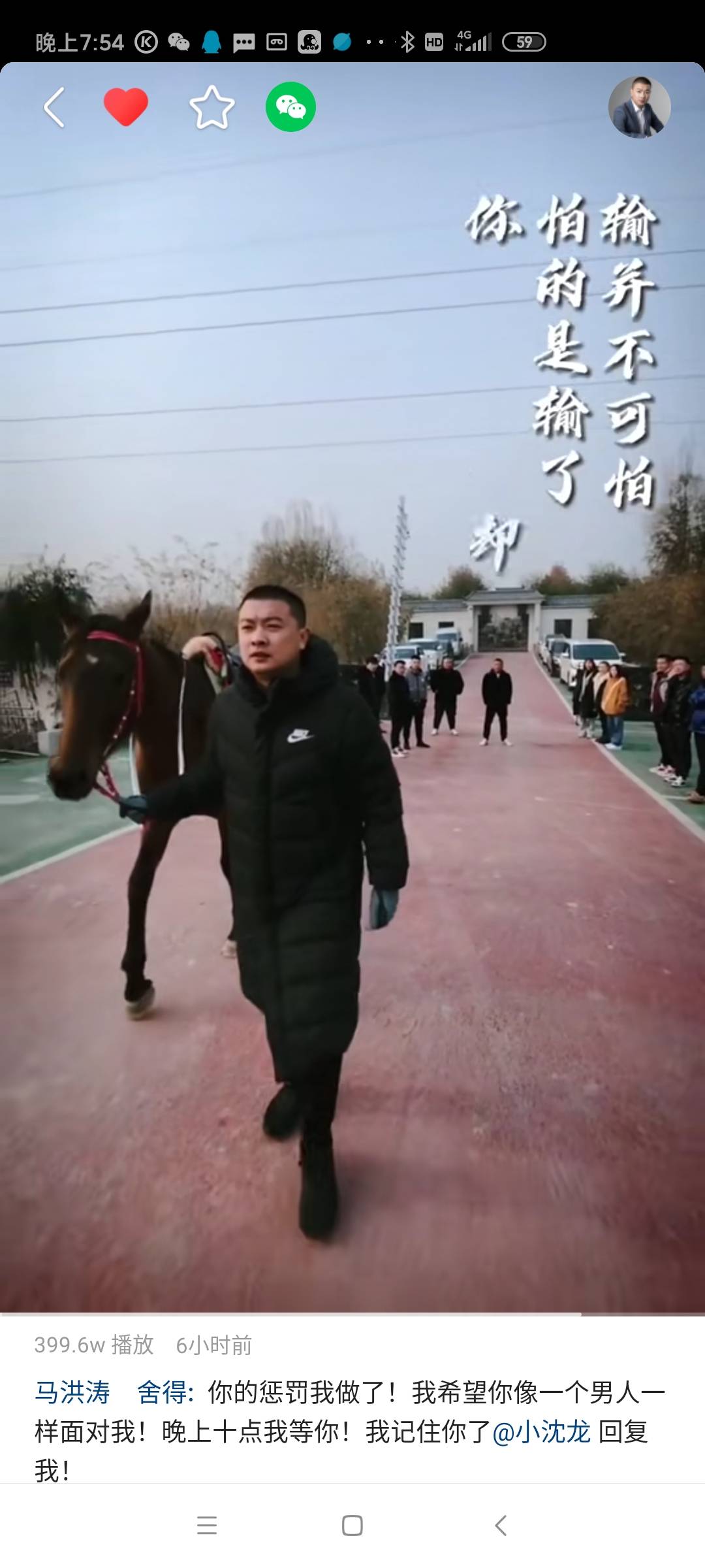 马洪涛和小沈龙pk输了"马洪涛牵着两匹马"两条狗出发北京:做惩罚
