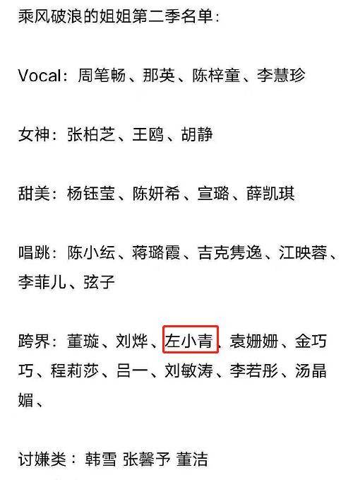 网曝浪姐2名单那英黄晓明前女友张柏芝节目组真会玩