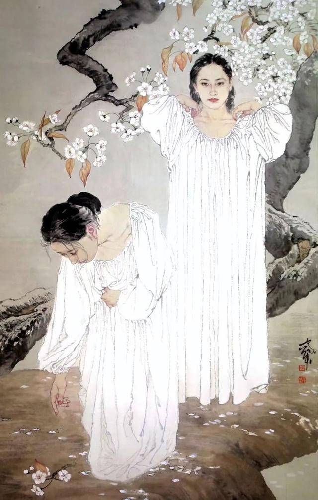 何家英国画人物画作品欣赏_工笔画