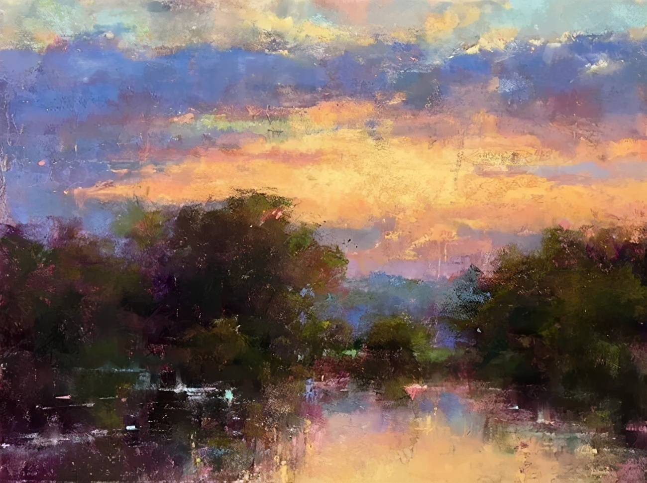 美国艺术家阿奎尔 柔和的风景油画,温馨美好!