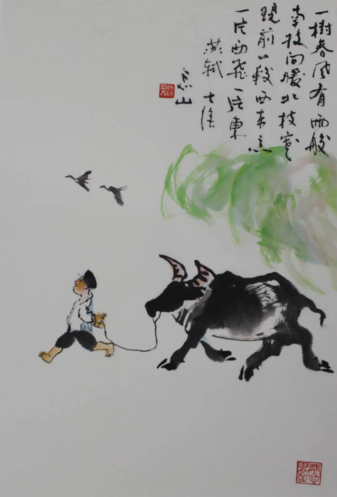 半个世纪以来,他用传统的国画材料,综合传统技法皴,点,勾,染的绘画