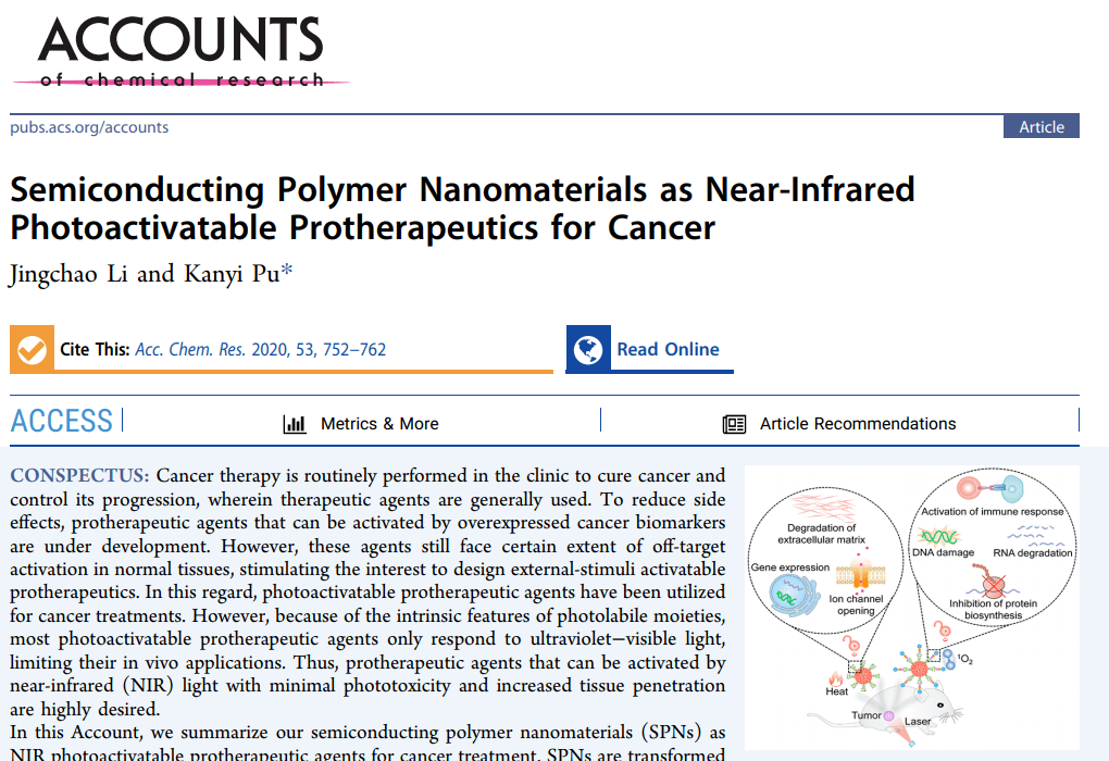 浦侃裔accchemres半导体聚合物纳米材料作为癌症的近红外光活化疗法
