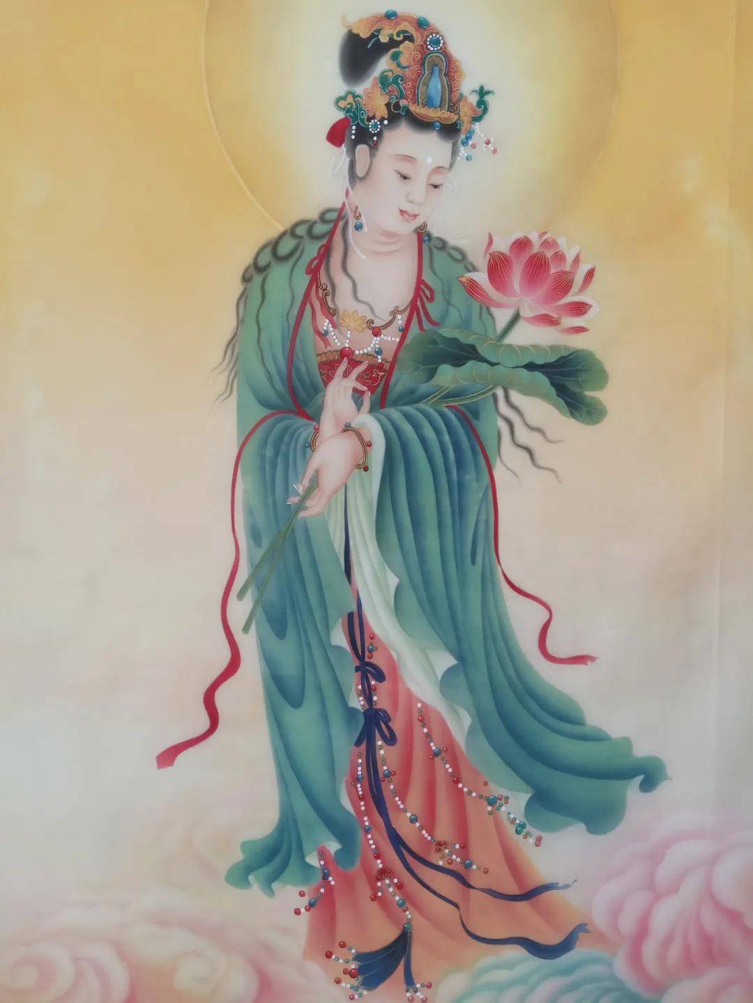 董丽霞老师工笔作品《西方三圣》赏析