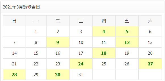 完美体育装修公司必收藏2021年装修开工吉日(图5)