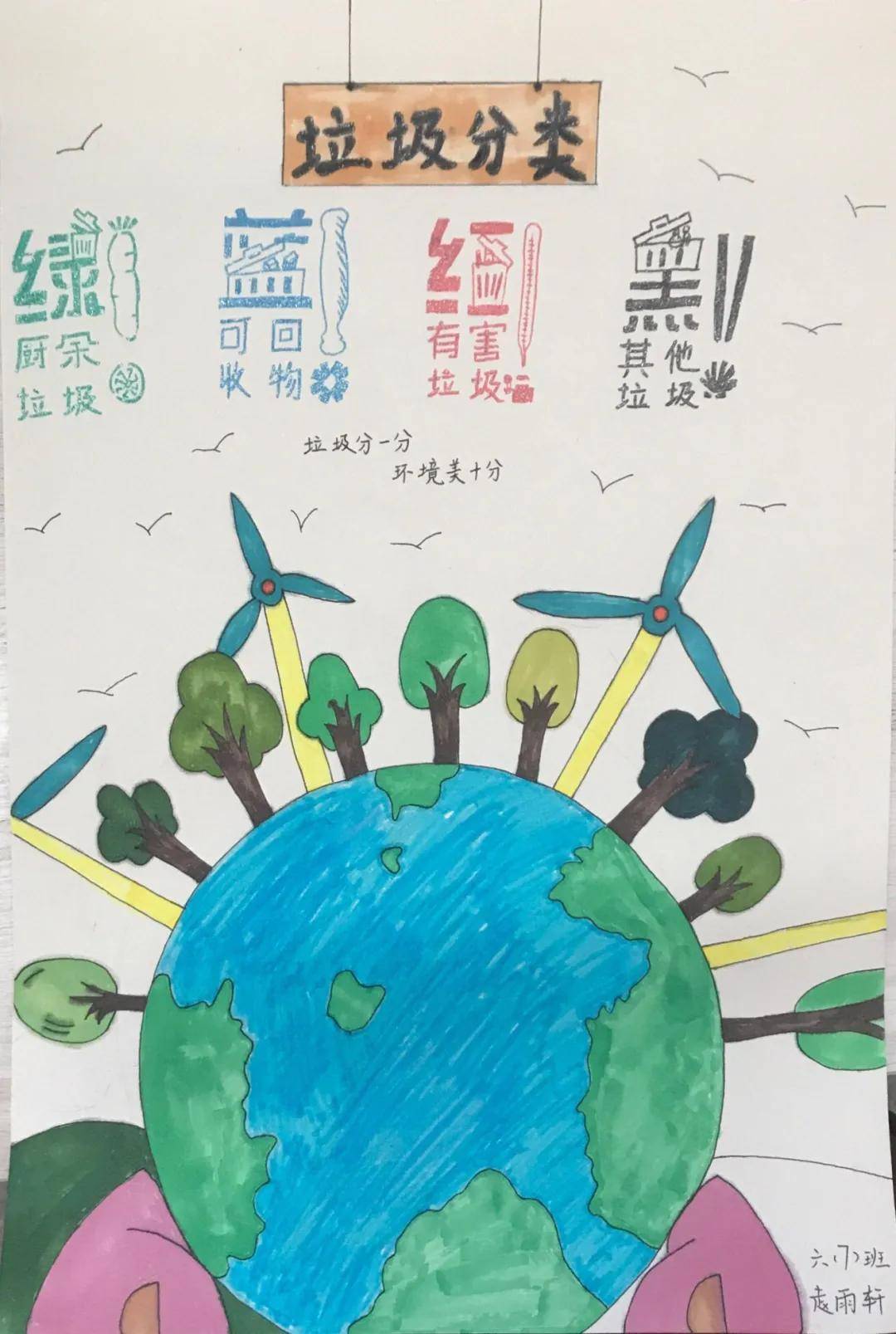 垃圾分类  队员们用废纸,瓶子,旧布料等生活中的废弃物,做出了各种各