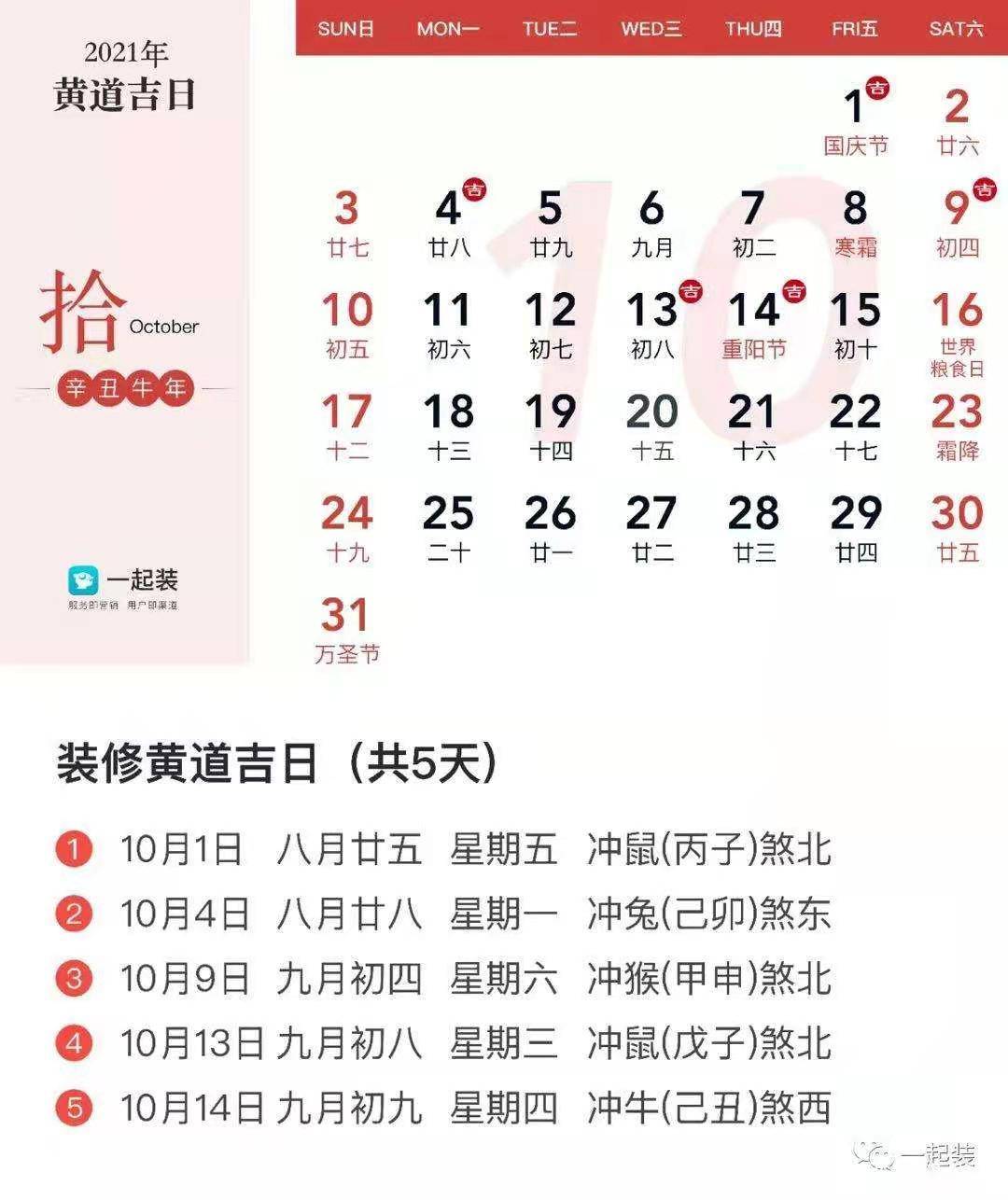 2021装修开工吉日,建议收藏!