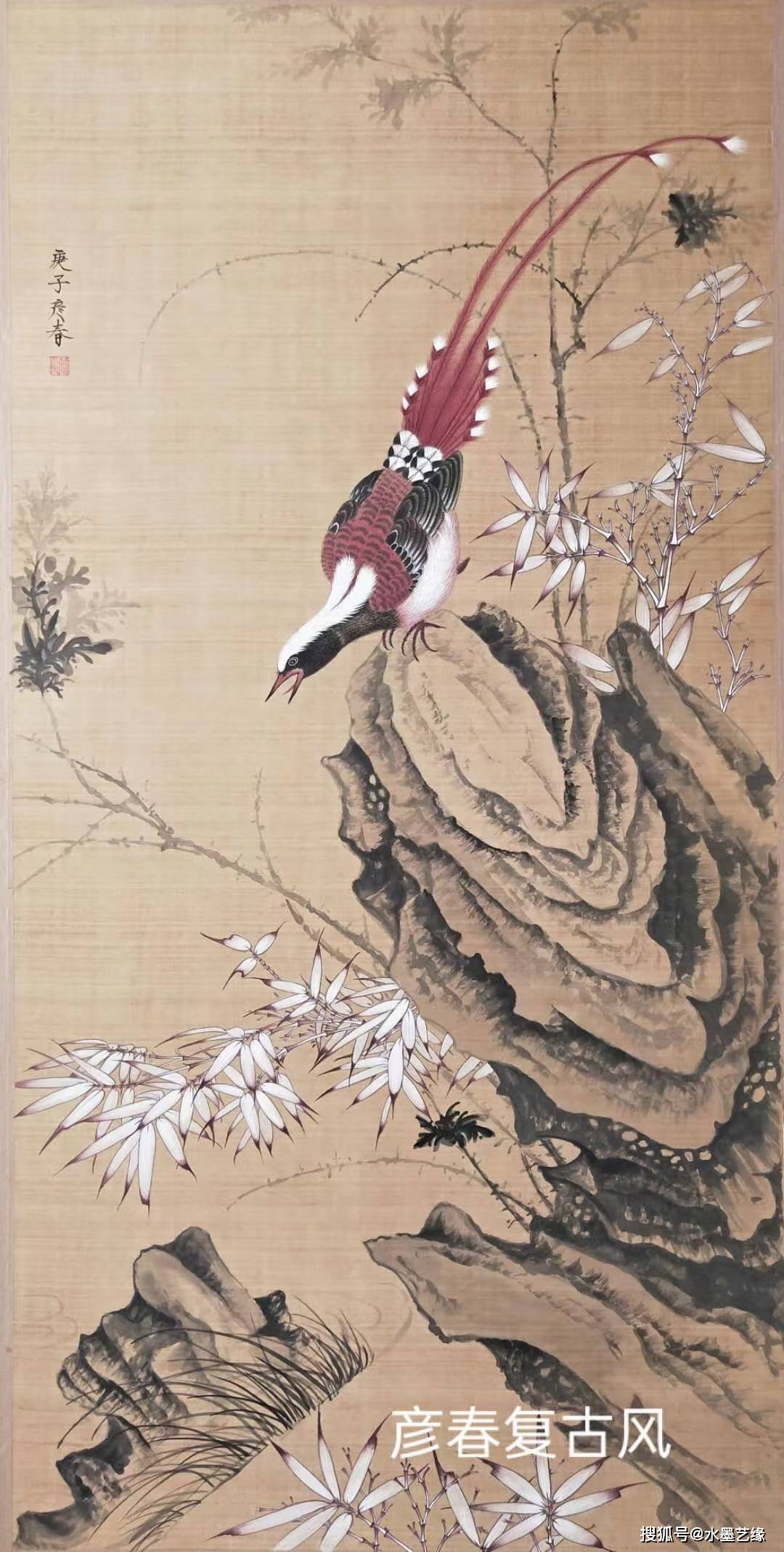 清新淡雅|画家楚彦春的复古风工笔花鸟作品欣赏