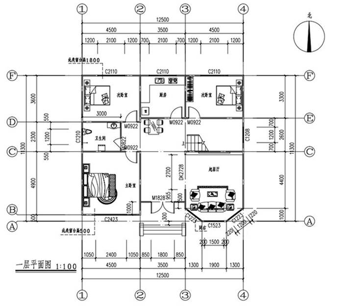 农村12x11米两层别墅,12x11农村二层设计图 5米x11.3米会泽两层农村小别墅户型图