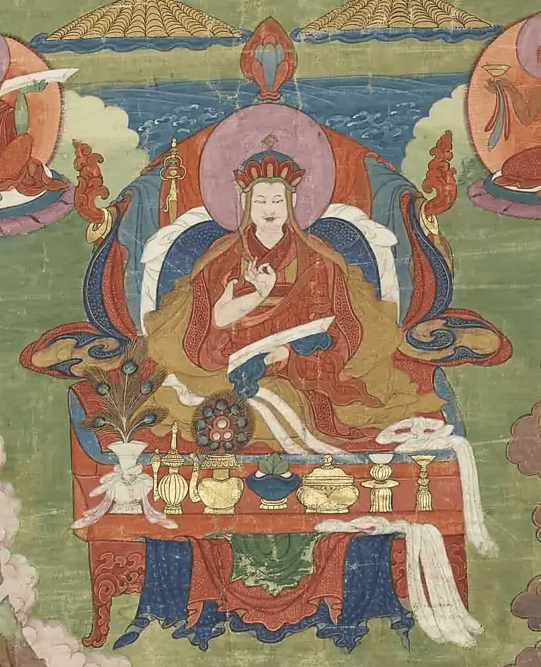 密集金刚唐卡 局部 萨迦班智达是萨迦传承第四祖,是西藏第一位荣获"